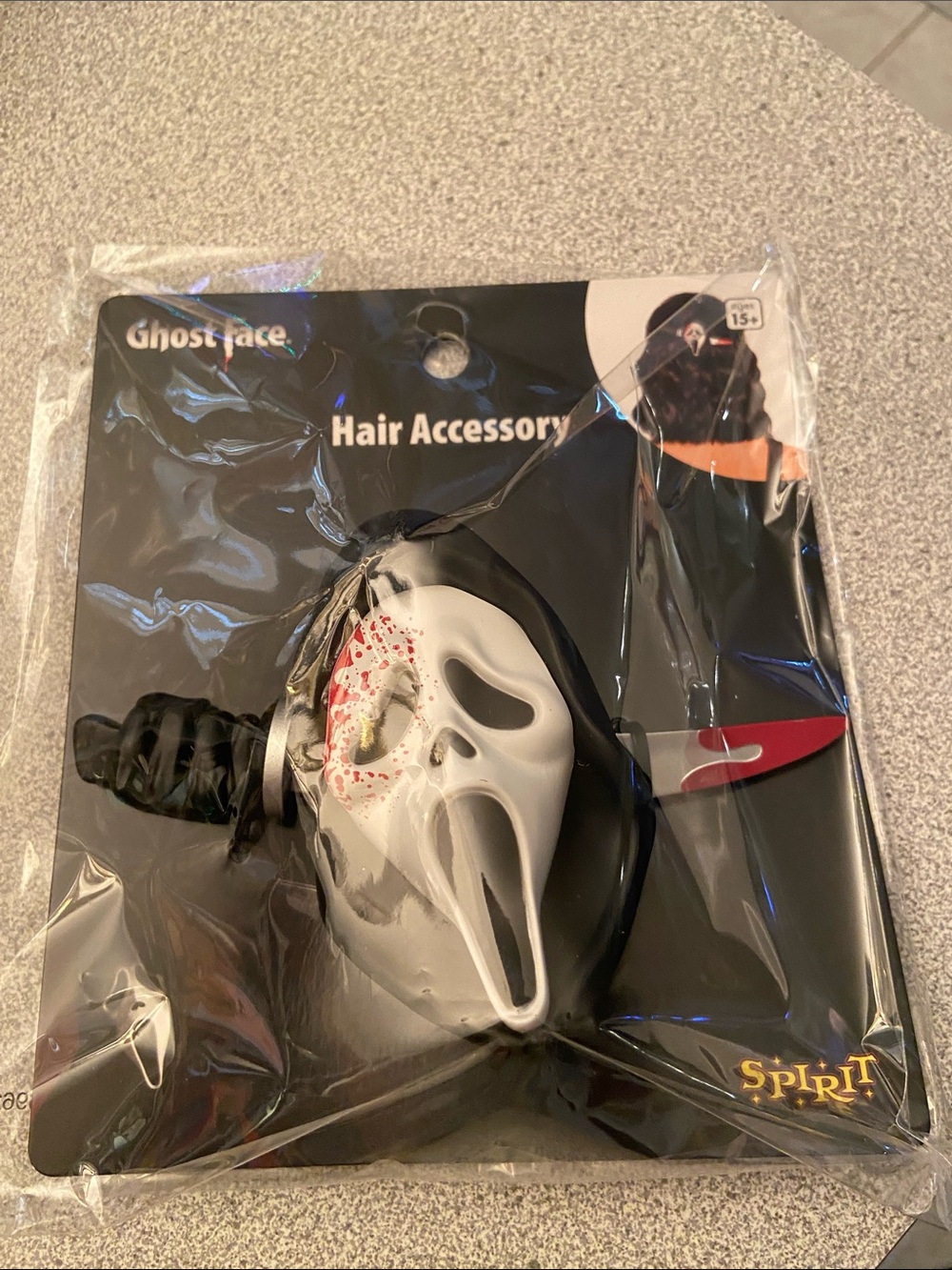 Spirit Ghost Face Hair Accessory in White, Black and Red Accent